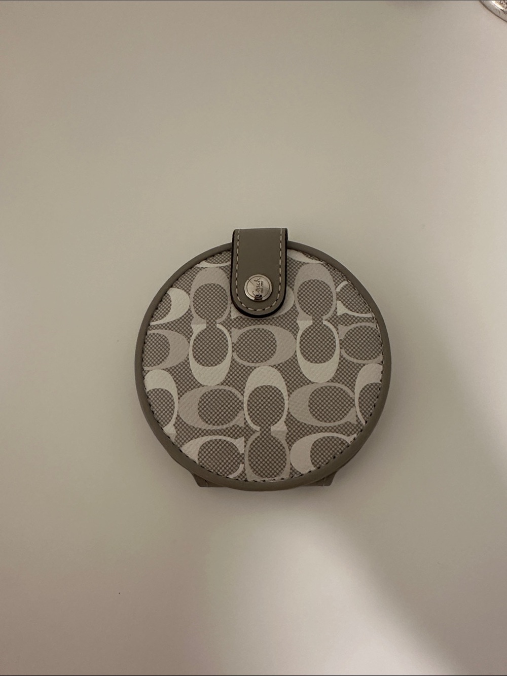 Coach Taupe and Cream mirror with Snap